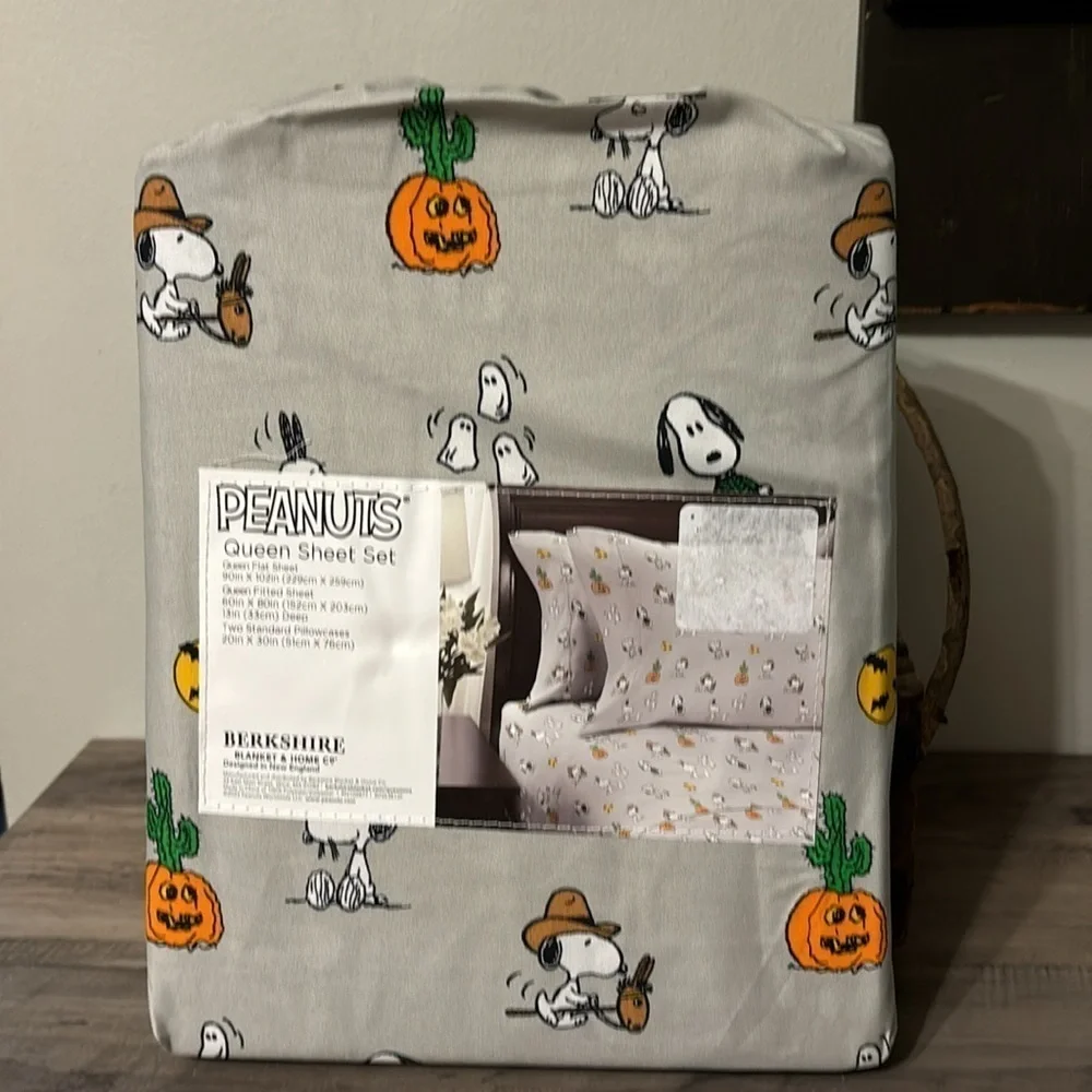 NEW PEANUTS SNOOPY COWBOY STICKPONY CACTUS JACK O LANTERN HALLOWEEN QUEEN SHEETS